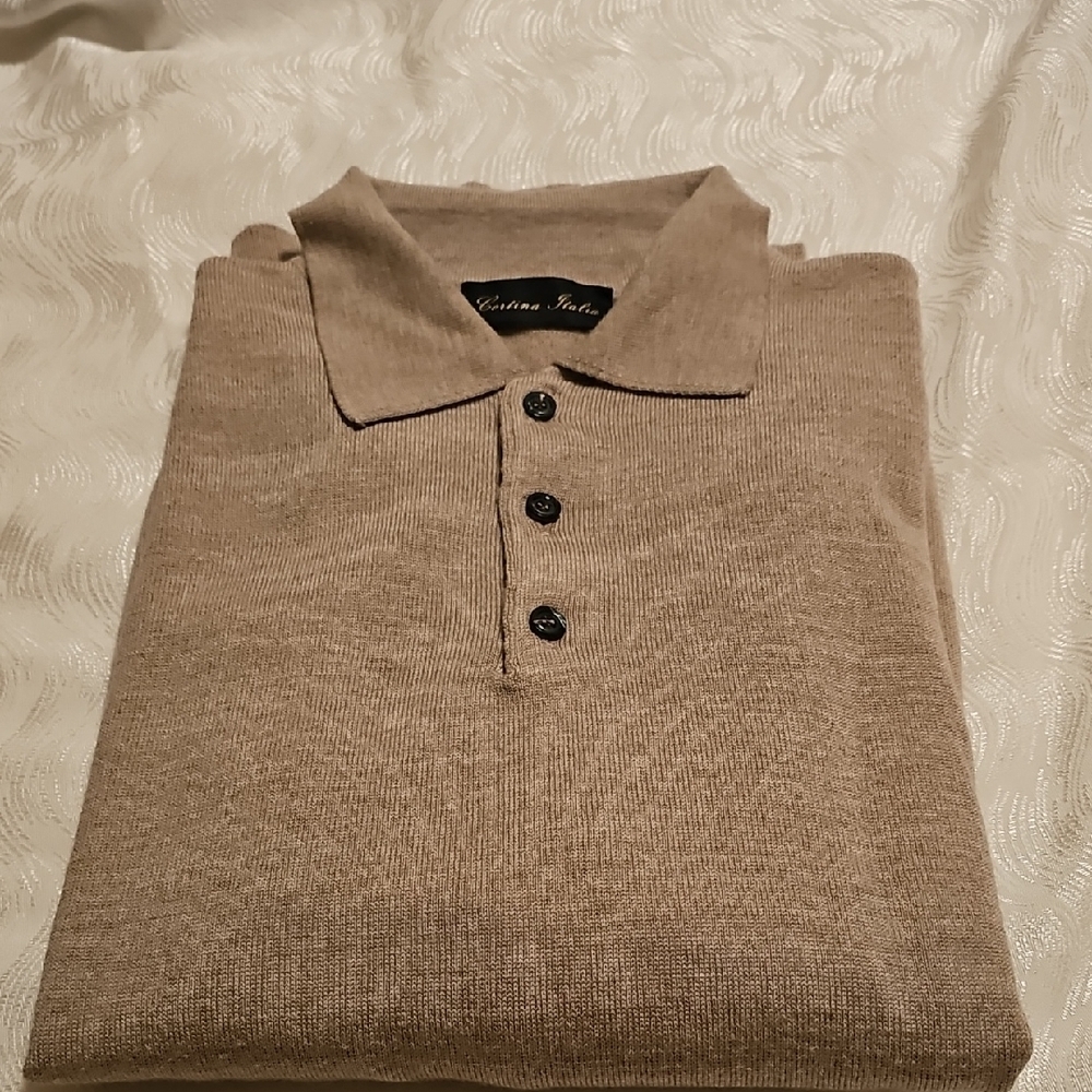 Cortina Italia mens xl polo sweater 100% wool excellent condition